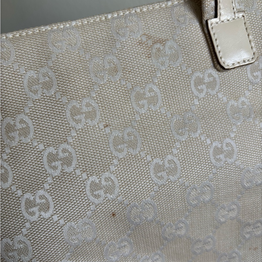 Auth GUCCI tote Shoulder bag GG pattern canvas leather Beige - Picture 13 of 16